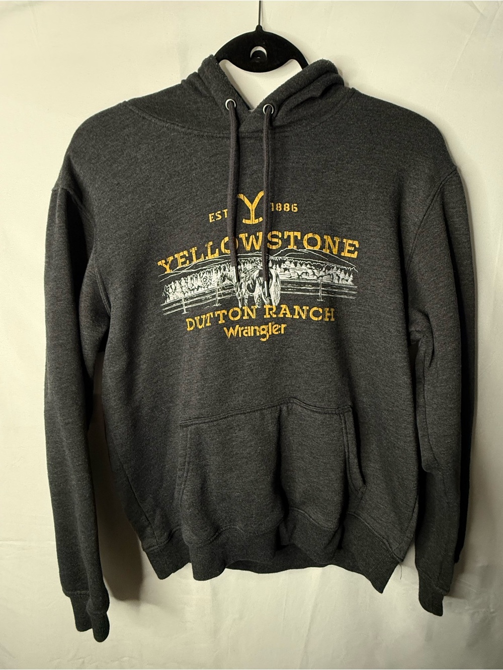 Wrangler Charcoal Hoodie with Yellow Yellowstone Logo